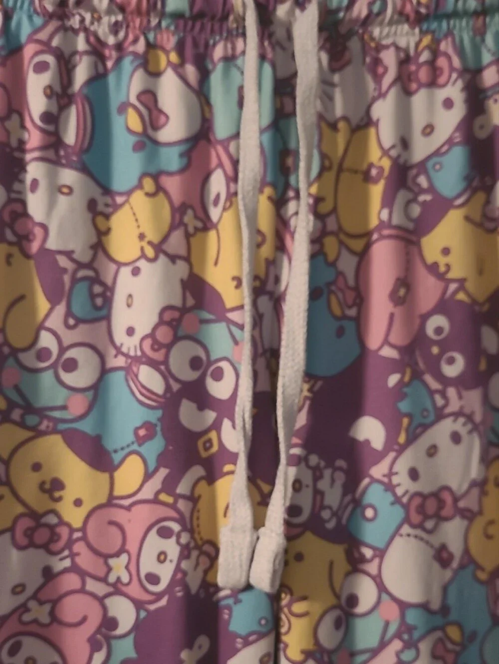 Hello Kitty Purple Multicolor Cartoon Print Lounge Pants M